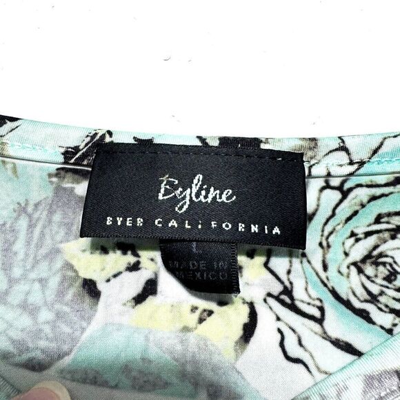 Byline Byer Blouse Short Sleeve Floral Watercolor Print White Womens sz Large - Picture 4 of 8